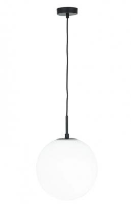 Preston 1Lt Large Opal Sphere Pendant Light Black
